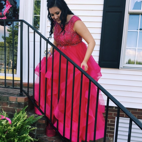 Hot Pink Prom Dress - Picture 1 of 7